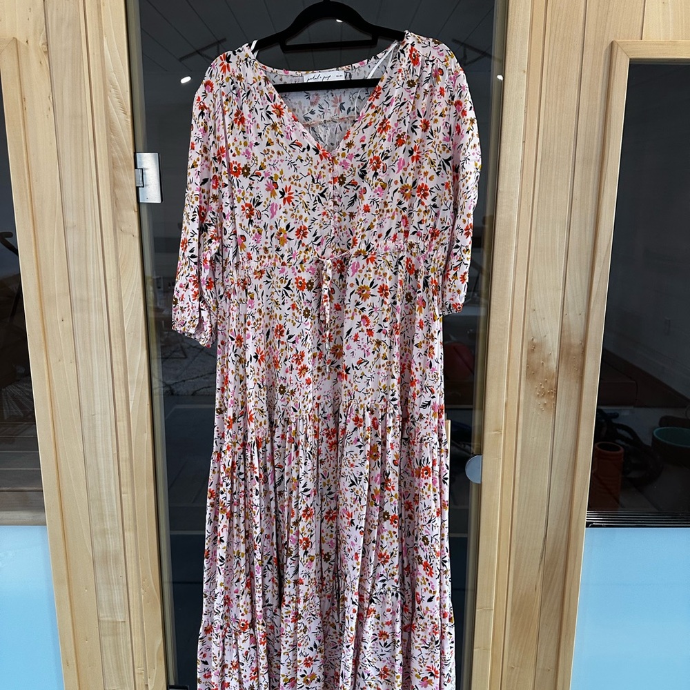 Petal & Pup Pink and White Tiered Maxi Sundress